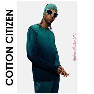 COTTON CITIZEN Men's Prince Long Sleeve Shirt Blue Teal Cast Small NWT O-105